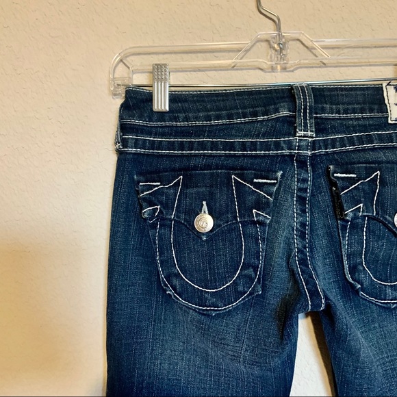 Dark Wash Contrast Stitching True Religion Jeans - Picture 5 of 12